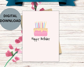 Printable Birthday Card, Digital Happy Birthday Card- Printable Card ...