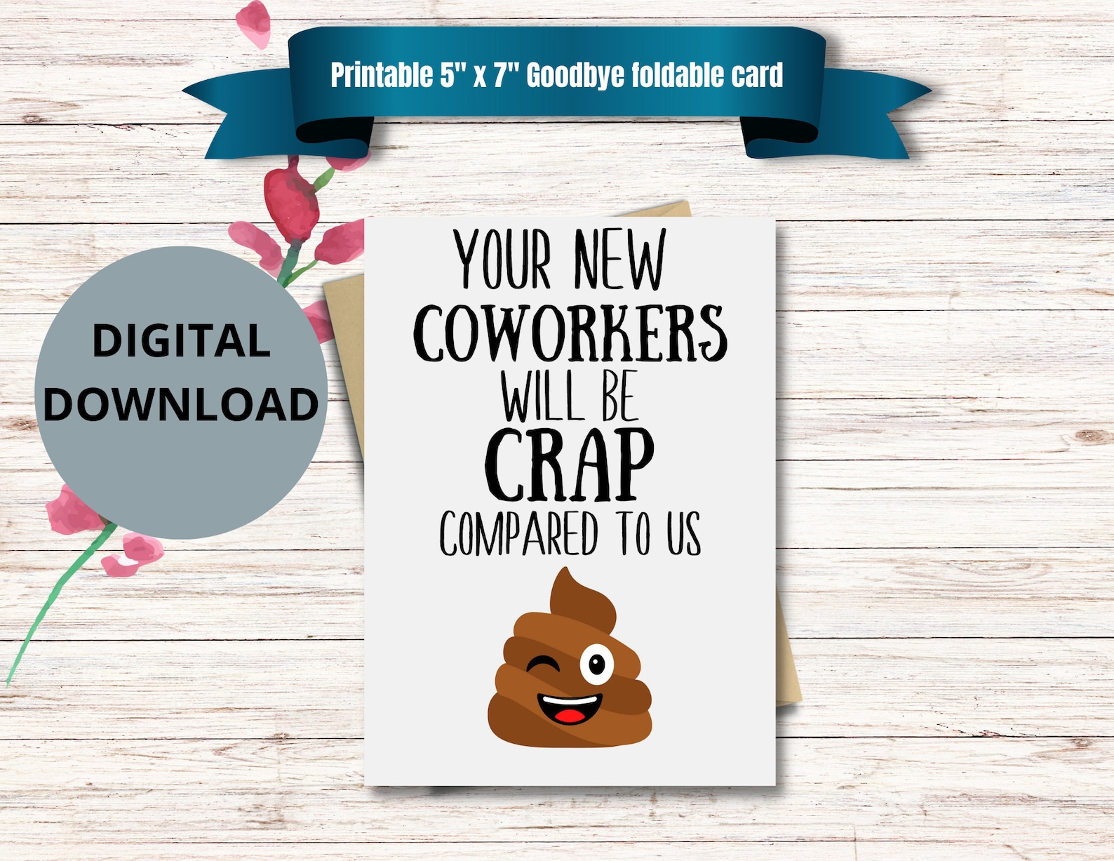 Printable Going Away Card for Coworker or Boss, Funny Going Away Gift