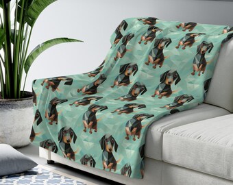 Dachshund Art Blanket | Sherpa Fleece or Velveteen Plush