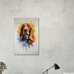 Basset Hound Watercolor Art Print | Basset Hound Canvas | Basset Hound Hound Poster | Graffiti-inspired Dog Art Gift | Wood / Acrylic Prints