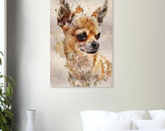 Rainbowcore Chihuahua Art Print | Drippy Watercolor Pet Portrait