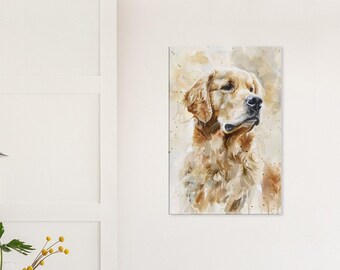 Golden Retriever Watercolor Art Print | Golden Canvas | Golden Retriever Poster | Dog Art Gift | Dog Wood / Acrylic Prints