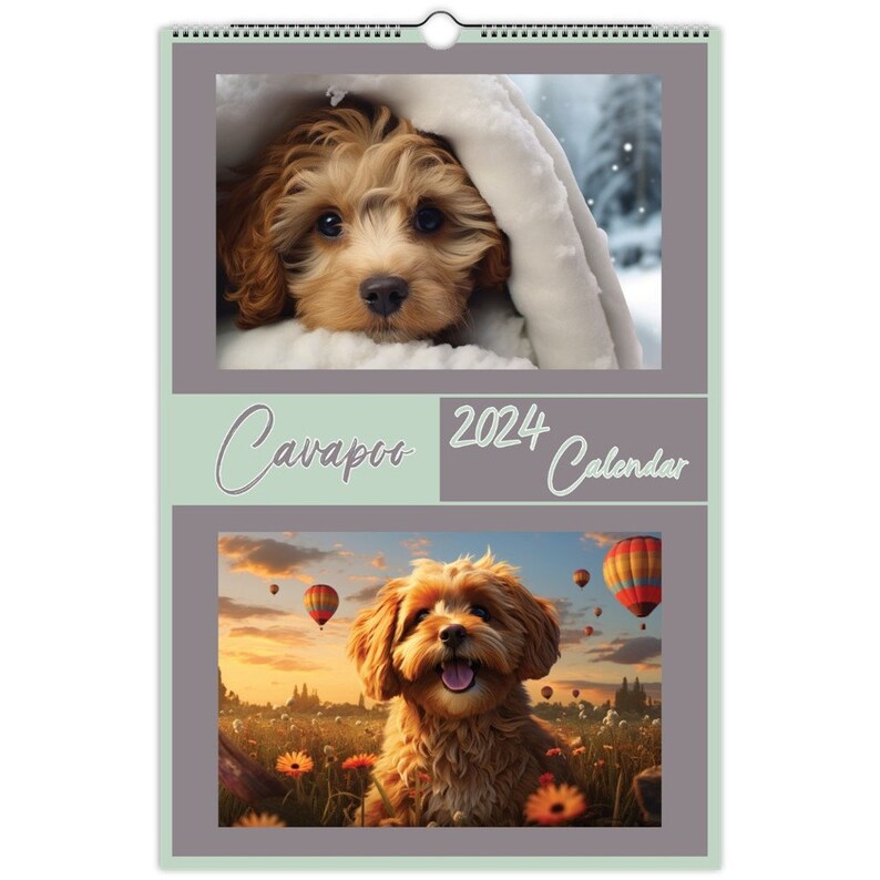 Cavapoo Calendar 2024 Cavapoo Wall Calendar Gift Dog Wall Calendar 2024