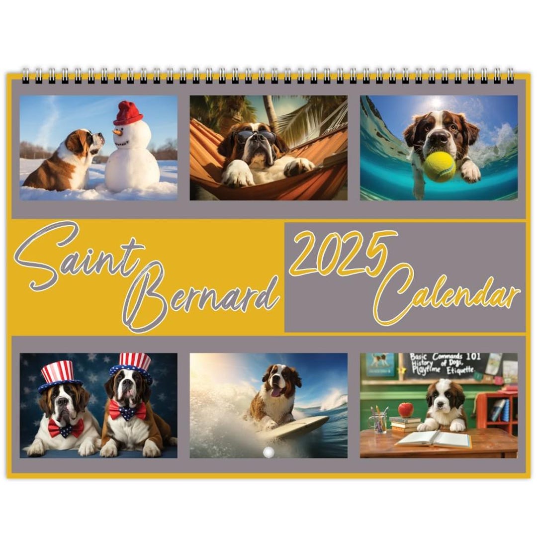 Saint Bernard Calendar 2025 Saint Bernard Wall Calendar Dog Wall