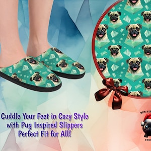 Pug Pattern Slippers | Unique Pug Pattern | Pug Slippers | Pug Lovers Gift | Dog Lover Gift
