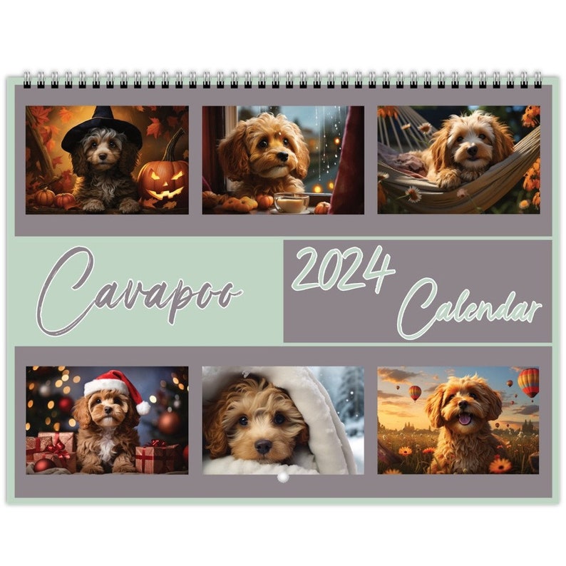 Cavapoo Calendar 2024 Cavapoo Wall Calendar Gift Dog Wall Calendar 2024
