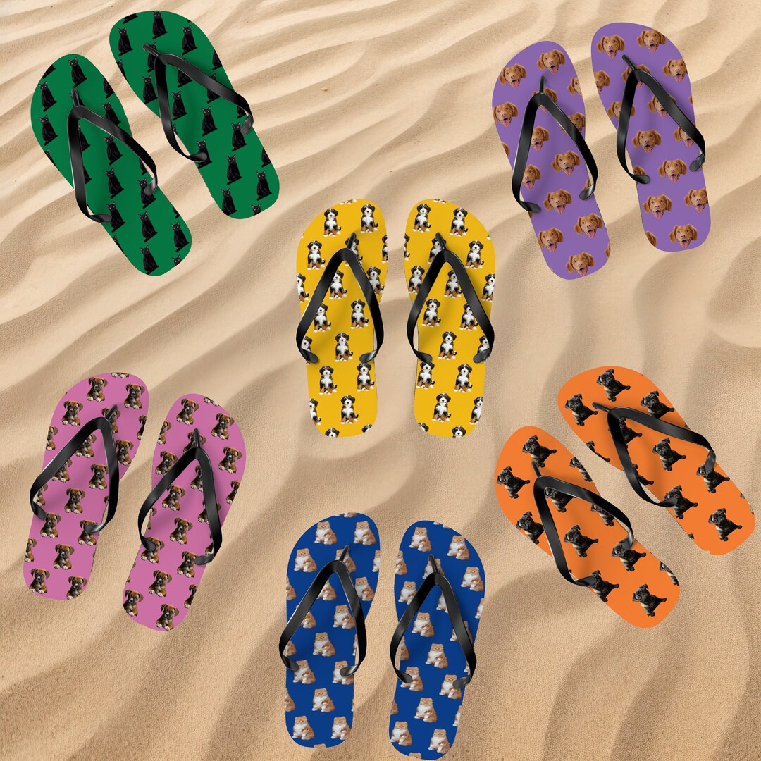 Custom Pet Photo Flip Flops Custom Dog / Cat Flip Flops Custom Pet ...