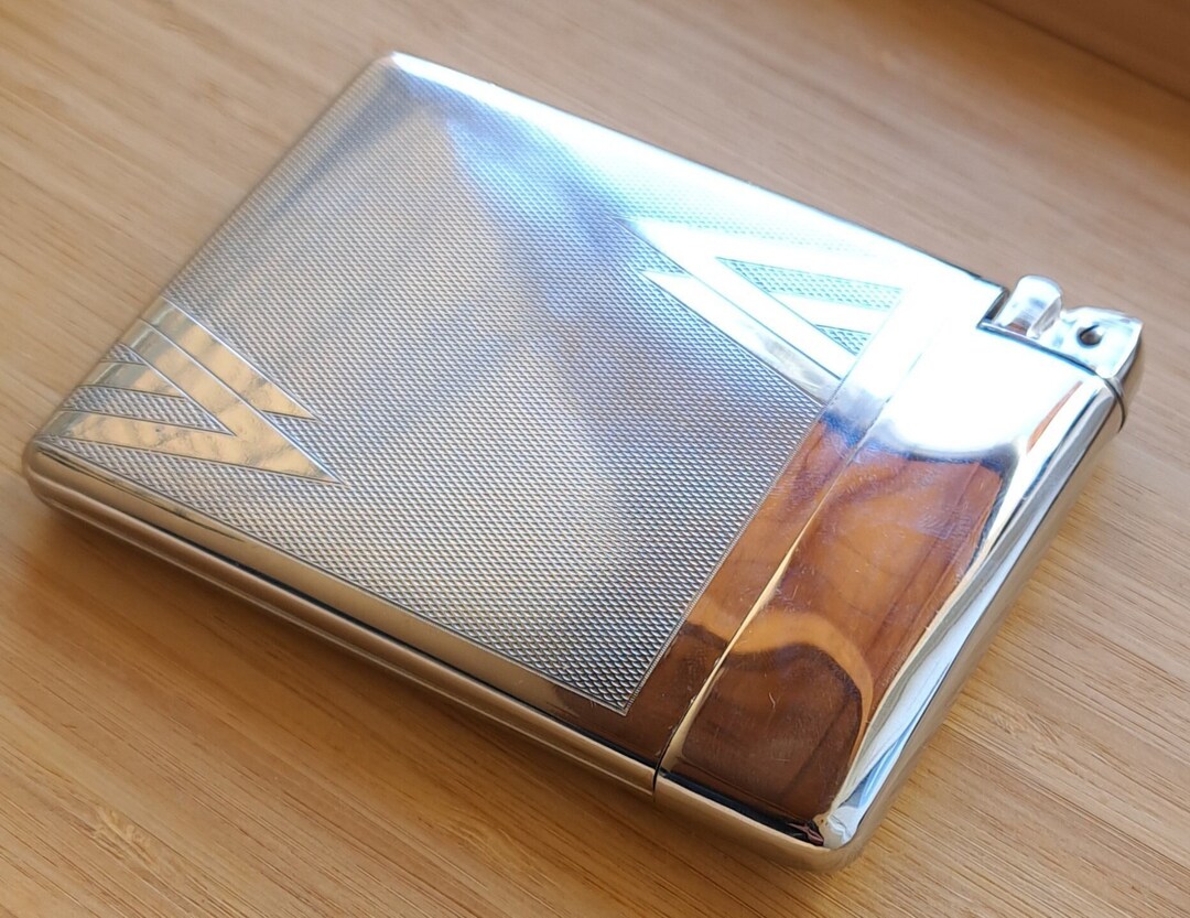 Flip Top Cigarette Case Chrome Art Deco Cigarette Case Same Etsy