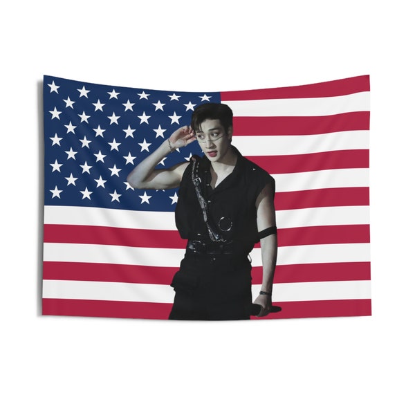 SKZ Bang chan Flag Banner, Stray Kids Bang chan Kpop American Flag Tapestry, Kpop flag, Kpop Merch Home decor, Gifts Idea for Stays Kpop Fan