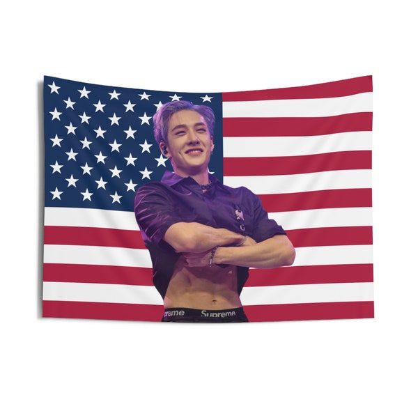 SKZ Bangchan Abs Flag Banner, Stray Kids Bangchan American Flag Tapestry, Bangchan Merch, Kpop flag, Gift Idea for Stays Kpop Fan,Kpop merch