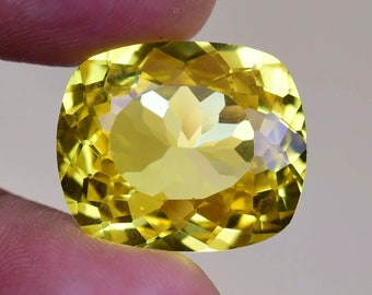 GIE Certified AAA+ Super Fine Natural Flawless Yellow Sapphire Sri Lanka Cushion Cut Loose Gemstone 22.25 CT  Best offer for Sale