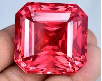 Natural 390 Ct Ceylon Padparadscha Sapphire Loose Asscher Gemstone GIE Certified With Nice Gift
