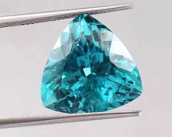 AAA 16.90 Ct+ Natural Brazil Blue Green Paraiba Tourmaline Loose Trillion Cut Gemstone