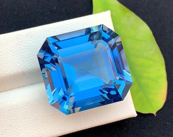 49.88 Ct Certified Natural Paraiba Tourmaline Neon Blue Asscher Cut Loose Gemstone