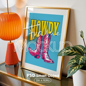 Vertical Frame Mockup DIN A ratio,  Frame Wall Art Mockup PSD, Digital Prints and Poster Shop Mockup, Blank Wooden Poster Frame Mockup