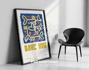Vertical  Frame Mockup: Wall Art Display (PSD Digital Download) DIN A Ratio