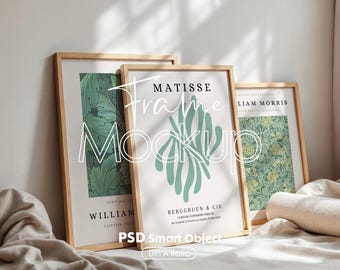 Vertical 3 Frame Mockup: Gallery Wall Art Display (PSD Digital Download))