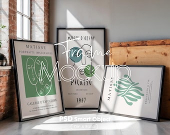 Vertical 3 Frame Mockup: Gallery Wall Art Display (PSD Digital Download))