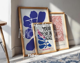 Vertical 3 Frame Mockup: Gallery Wall Art Display (PSD Digital Download))