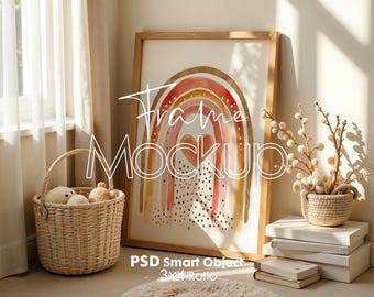 Nursery Frame Mockup PSD: Wall Art Poster Mockup (Digital Download)
