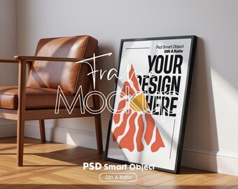 Vertical  Frame Mockup: Wall Art Display (PSD Digital Download) DIN A Ratio