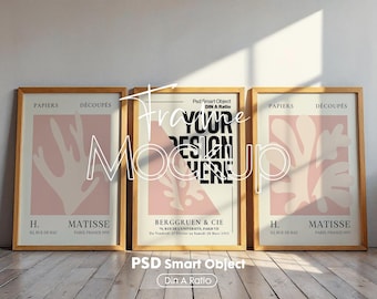 Vertical 3 Frame Mockup: Gallery Wall Art Display (PSD Digital Download))