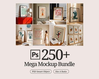 250+ Frame Mockup PSD Bundle: Wall Art Display Templates (Digital Download)