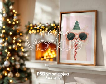 Christmas Frame Mockup: PSD Smart Object, Poster Presentation