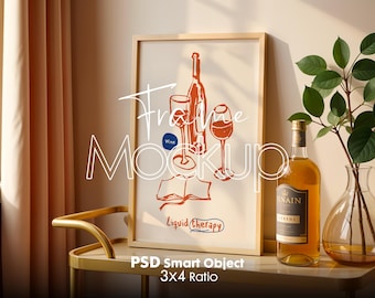 Vertical Frame Mockup: Wall Art, Poster Shop (PSD)