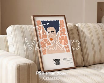 Vertical Frame Poster Mockup PSD, Wall Art Poster, DIN A Ratio