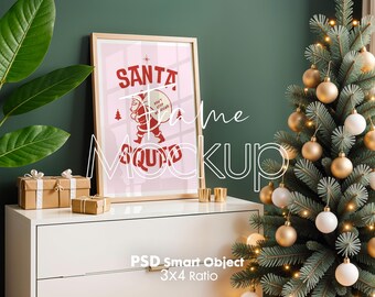 Christmas Frame Mockup: PSD Smart Object, Poster Presentation