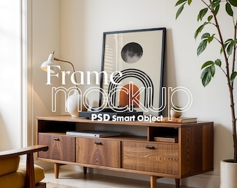 Vertical Frame Mockup: Wall Art Poster, DIN A Ratio (PSD)
