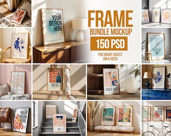 150 Frame Poster Mockup PSD Bundle, Smart Object Photoshop Wall Art (Digital Download)
