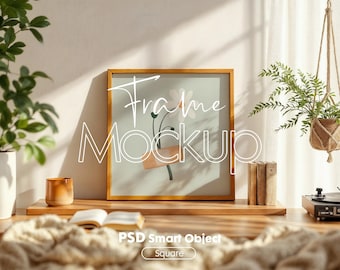 Square Frame Mockup PSD: Interior Art Display (Digital Download)