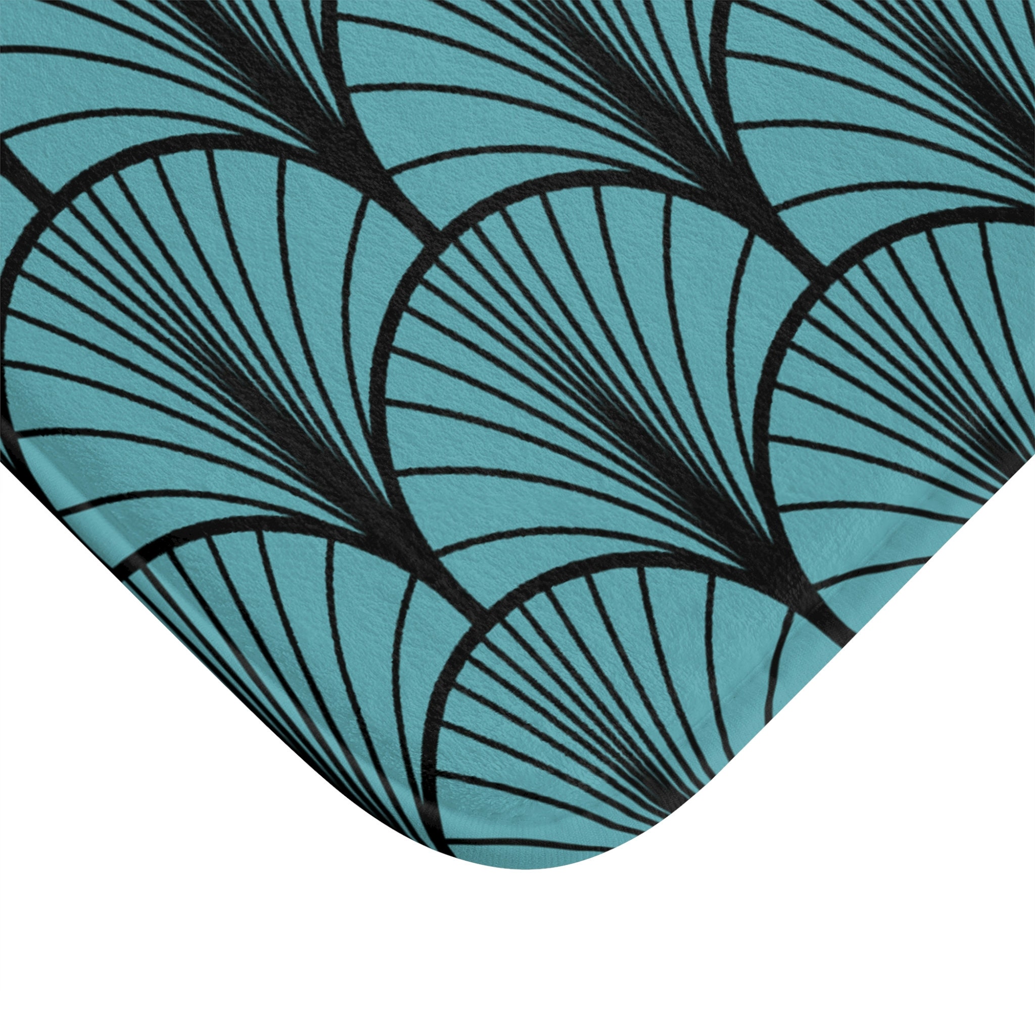 Art Deco Bath Mat Turquoise Fan Pattern Nonslip Unique and Etsy