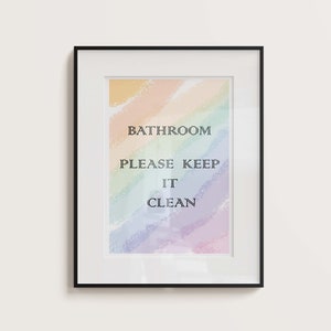 Colourful Bathroom Wall Decor Bathroom Print Toilet Rules Print Home Decor Toilet Poster Digital Printable Bathroom Decor Funny Print