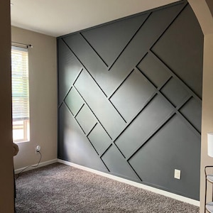 Customized Accent Wall Plans, Amazing Wall Design, Trim Wall Design, Digital Download , Unique Wall Design With Blueprints And Cutting List