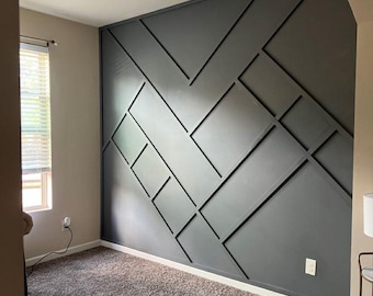 Customized Accent Wall Plans, Amazing Wall Design, Trim Wall Design, Digital Download , Unique Wall Design With Blueprints And Cutting List