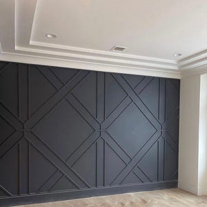 Modern Accent Wall Design with Blueprint & Cut List | Customizable Trim Wall Design, Digital Download for Easy Installation