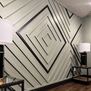 Customized Accent Wall Plans, Amazing Wall Design, Trim Wall Design, Digital Download , Unique Wall Design With Blueprints And Cutting List
