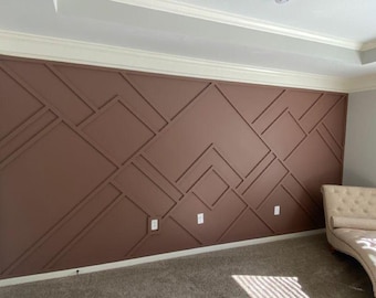 Geometrisk träväggpanel, modern accentväggdesign