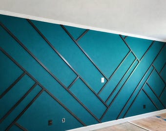 Projetos personalizados para paredes de destaque, design de parede incrível, design de parede com acabamento, download digital, design de parede exclusivo com plantas e lista de corte.