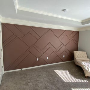 Modern Accent Wall Design with Blueprint & Cut List | Customizable Trim Wall Design, Digital Download for Easy Installation