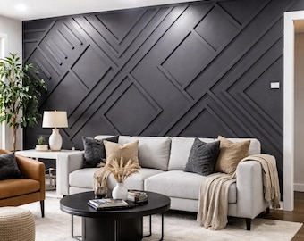 Customized Accent Wall Plans, Amazing Wall Design, Trim Wall Design, Digital Download , Unique Wall Design With Blueprints And Cutting List