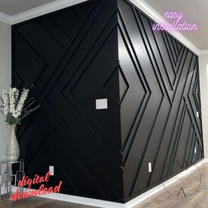 Customized Accent Wall Plans, Amazing Wall Design, Trim Wall Design, Digital Download , Unique Wall Design With Blueprints And Cutting List