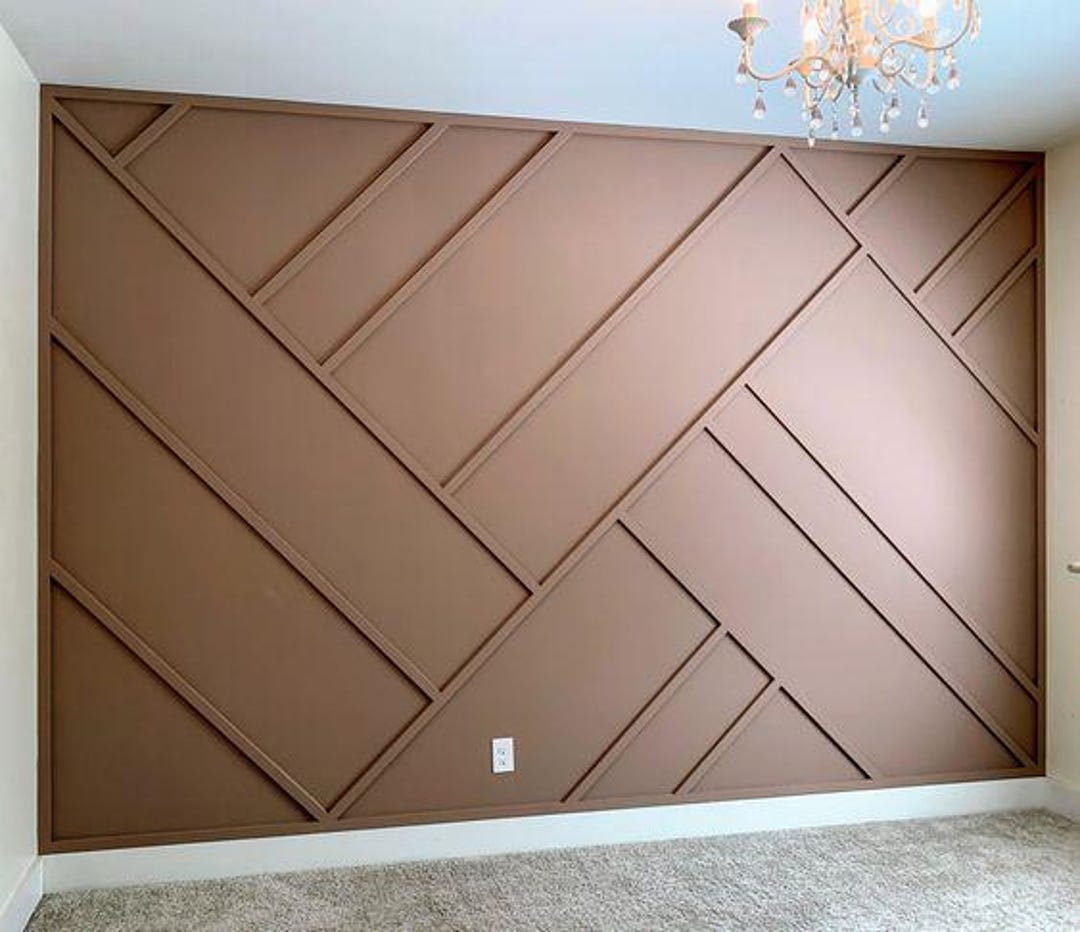Modern Accent Wall Design With Blueprint & Cut List Customizable Trim