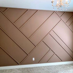 Modern Accent Wall Design with Blueprint & Cut List | Customizable Trim Wall Design, Digital Download for Easy Installation