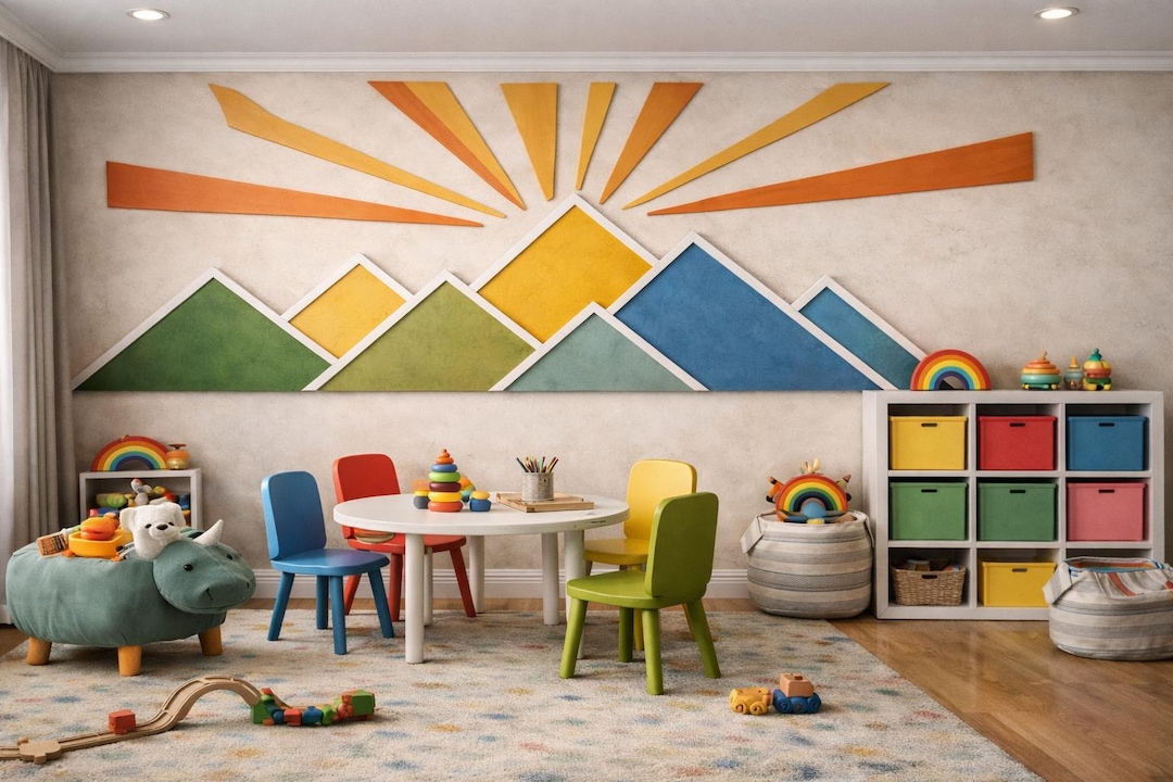 Colorful Kids Accent Wall Design – Playroom & Nursery Decor | Ready ...