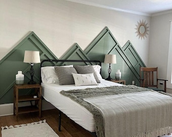 Mountain Accent Wall Design with Blueprint & Cut List | Customizable Trim Wall Design, Digital Download for Easy Installation