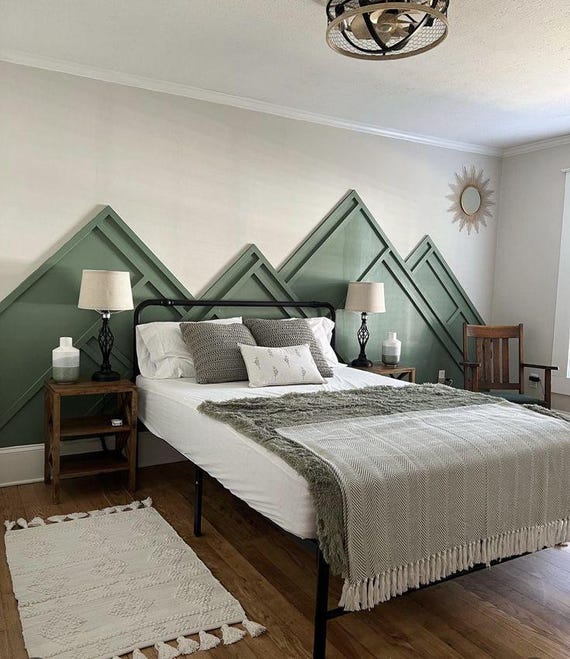 Mountain Accent Wall Design | Customizable Trim, Blueprint & Cut List (Digital Download)